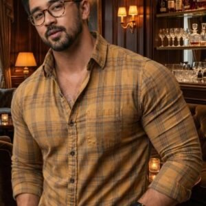 MrCamicie Camel Tan Plaid Casual Shirt
