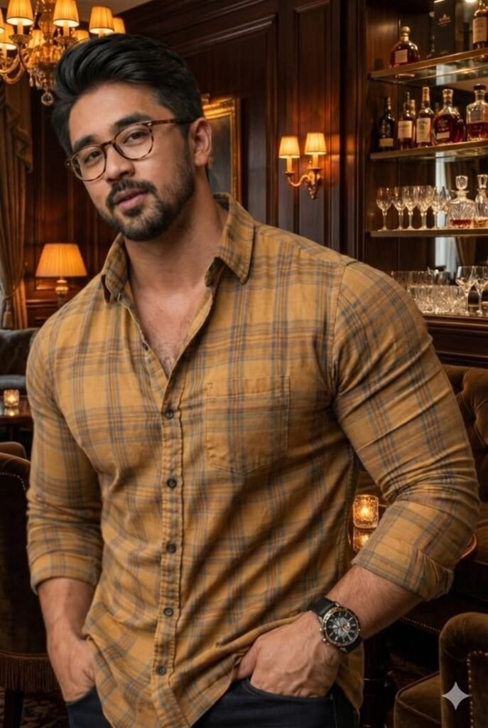 MrCamicie Camel Tan Plaid Casual Shirt