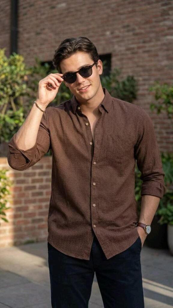 MrCamicie Coffee Brown Linen Shirt