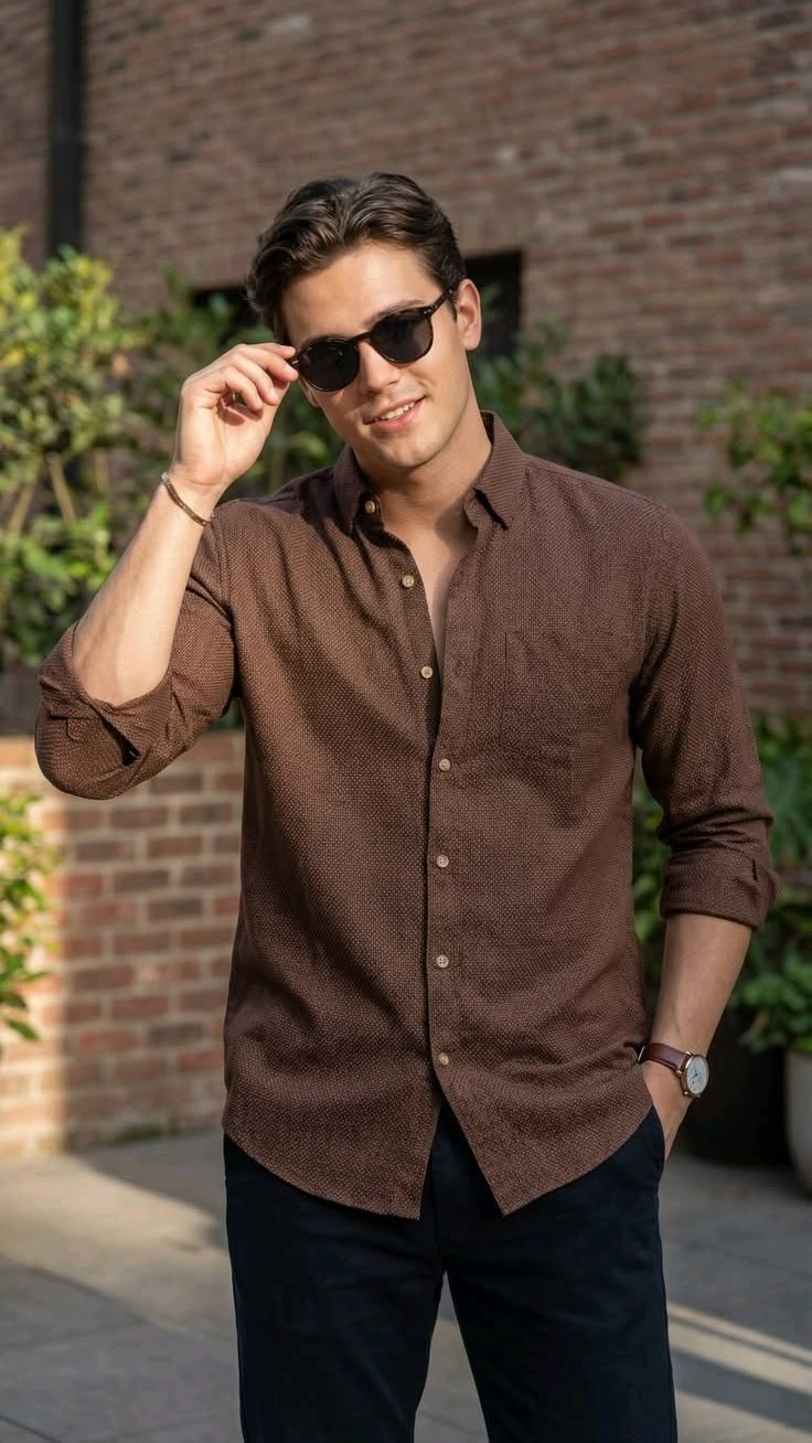 MrCamicie Coffee Brown Linen Shirt