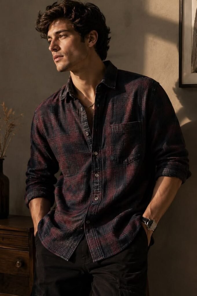 MrCamicie Dark Wine Textured Signature Shirt