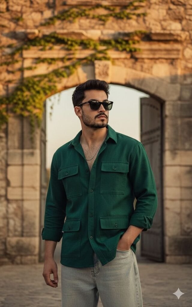 MrCamicie Emerald Green Utility Signature Shirt