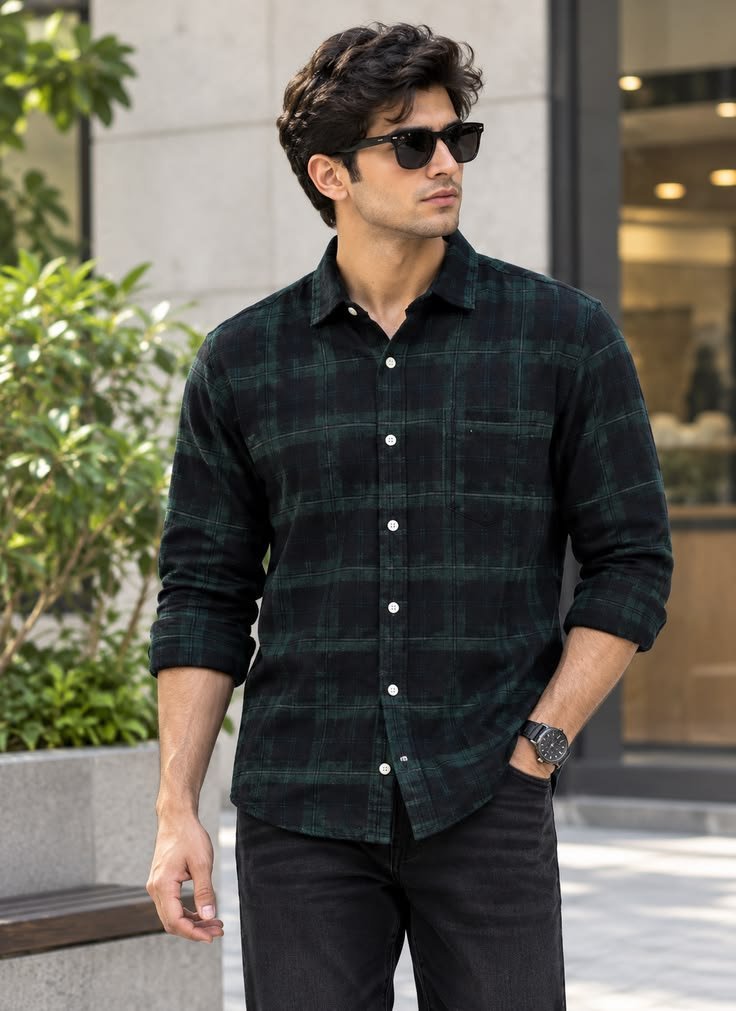 MrCamicie Forest Green Check Casual Shirt
