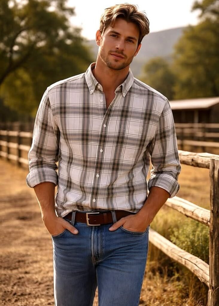 MrCamicie Ivory Grey Plaid Casual Shirt