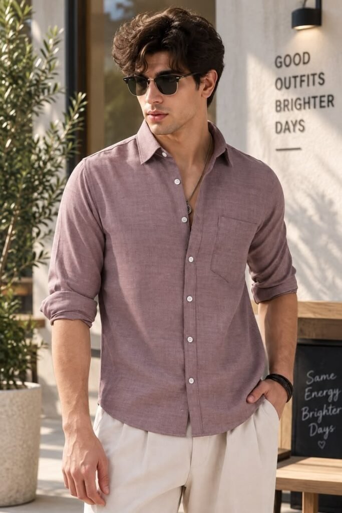 MrCamicie Mauve Linen Shirt