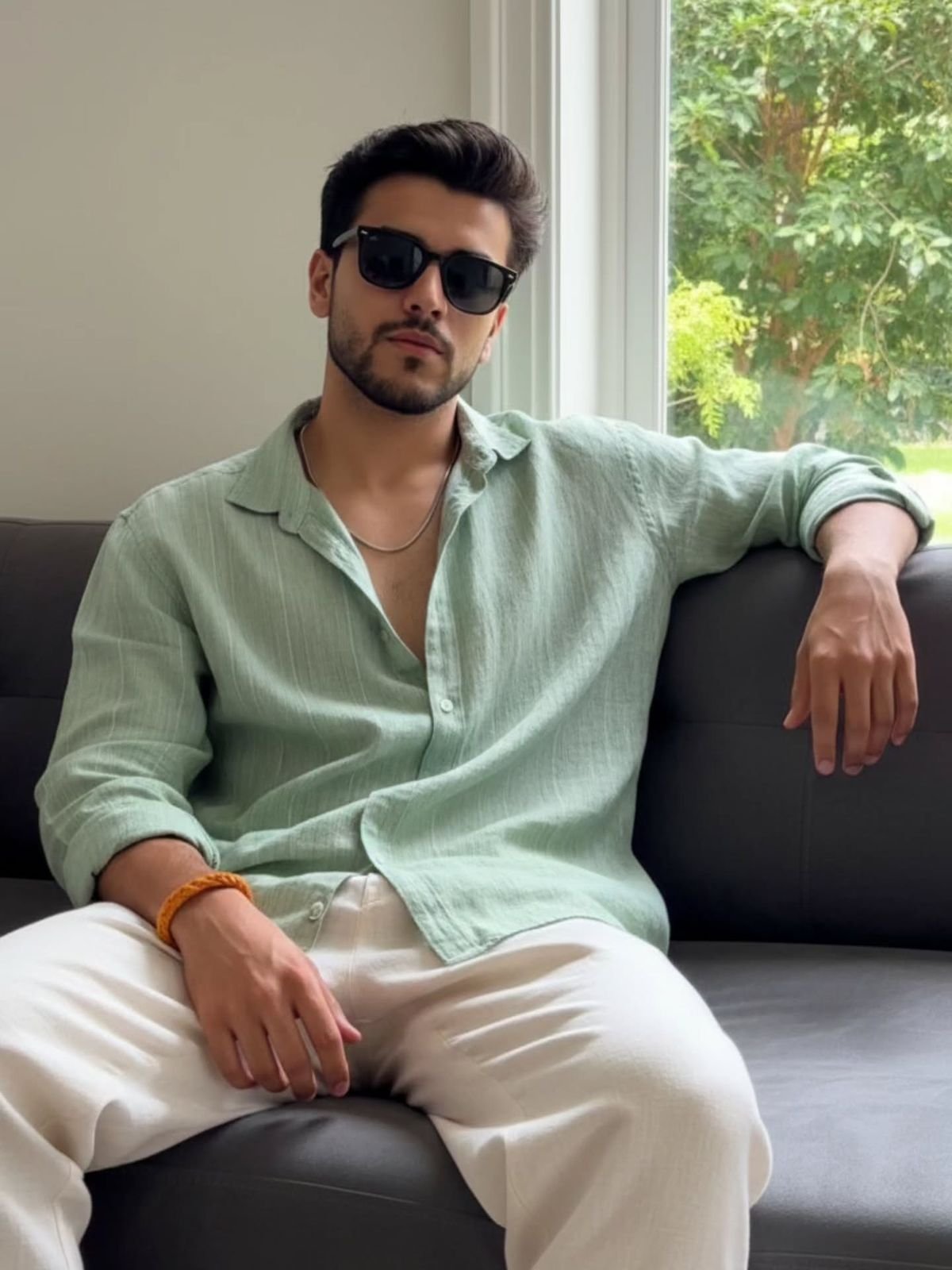 MrCamicie Mint Green Linen Shirt