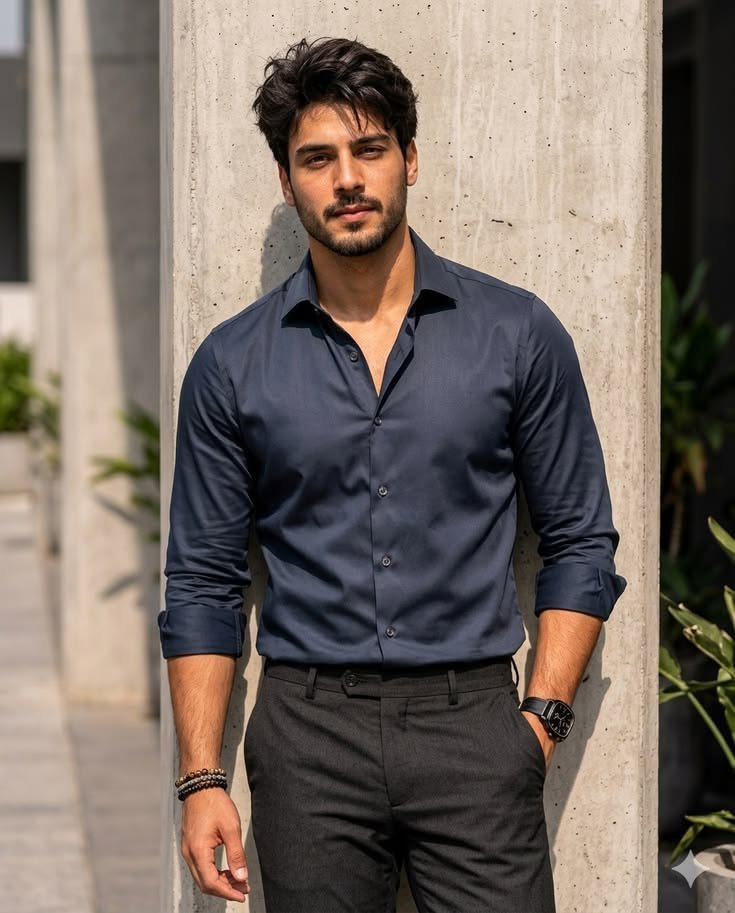 MrCamicie Navy Blue Formal Shirt