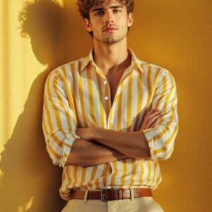 MrCamicie Sunshine Yellow Stripe Printed Shirt