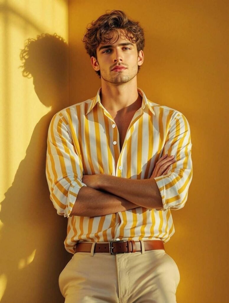 MrCamicie Sunshine Yellow Stripe Printed Shirt