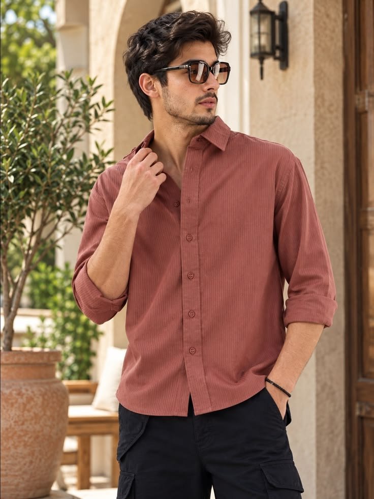 MrCamicie Terracotta Linen Shirt